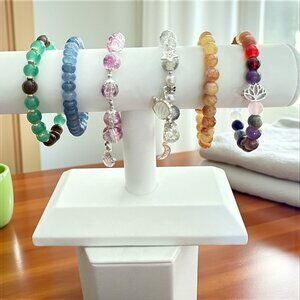 Stretch Beaded Bracelets-Lot of 6-Multicolor-Assorted Bead Types